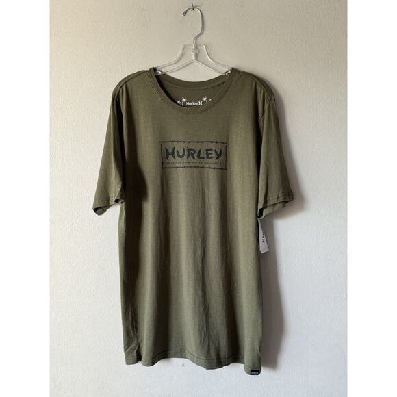 Hurley Men’s Size Medium Wish Death In Paradise Short Sleeve Shirt Olive Skull - Picture 1 of 4